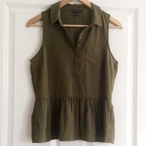 American Eagle Olive Green Peplum Top